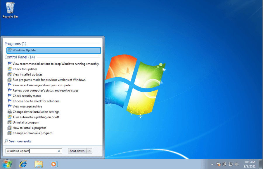 Buka Menu Update di Windows 7