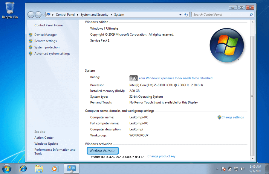 Cek Aktivasi Sistem Windows 7