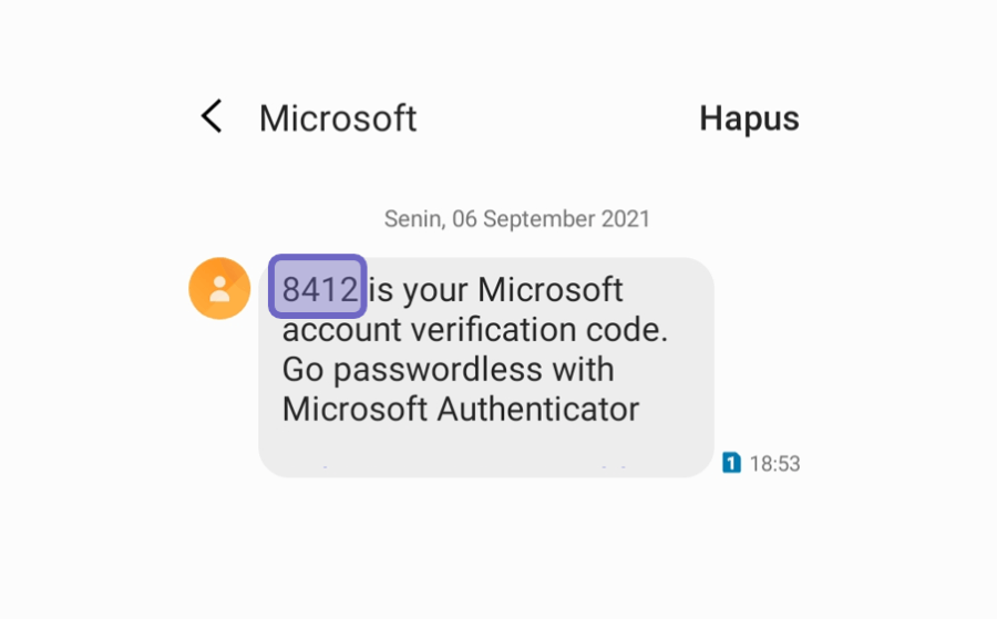 Kode Outlook di SMS