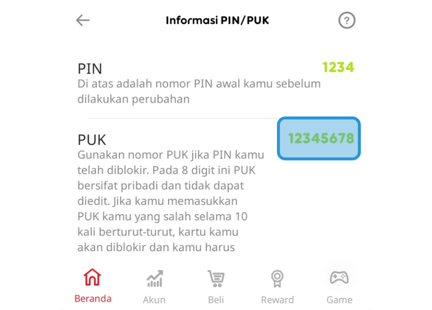 Contoh Cek Kode PUK Indosat