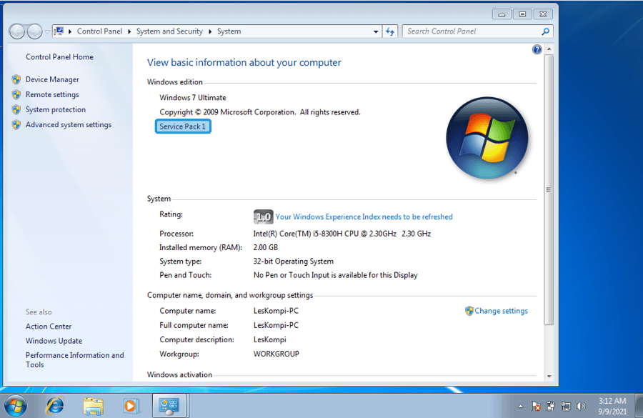 Contoh SP1 di Windows 7