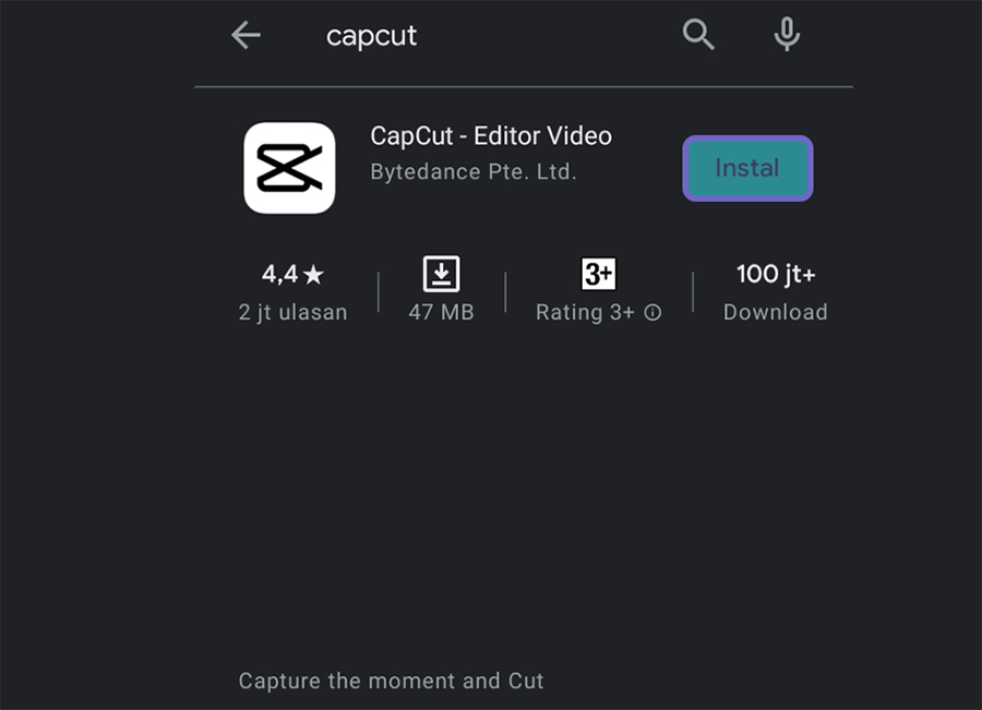Pasang Aplikasi Capcut