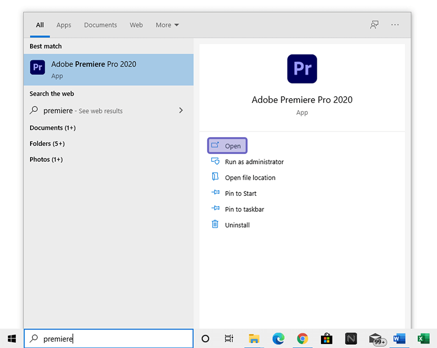 Buka Aplikasi Adobe Premiere