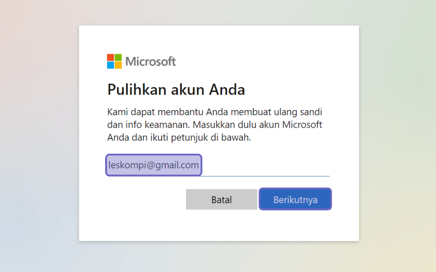 Tulis Email di Reset Password Outlook
