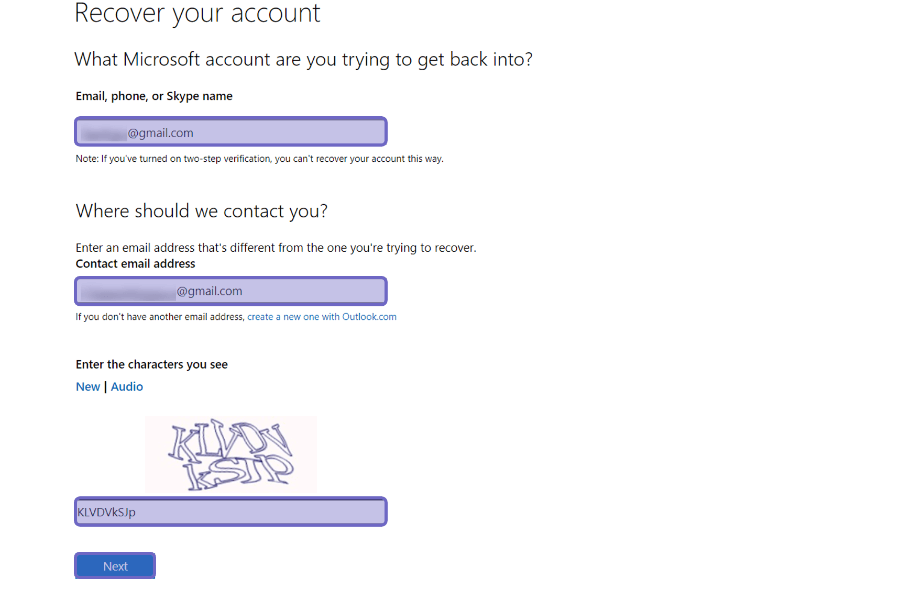 Isi Informasi di Recover Your Account