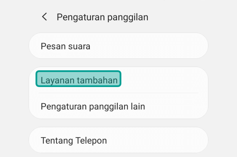 Menu Pengaturan Layanan Tambahan