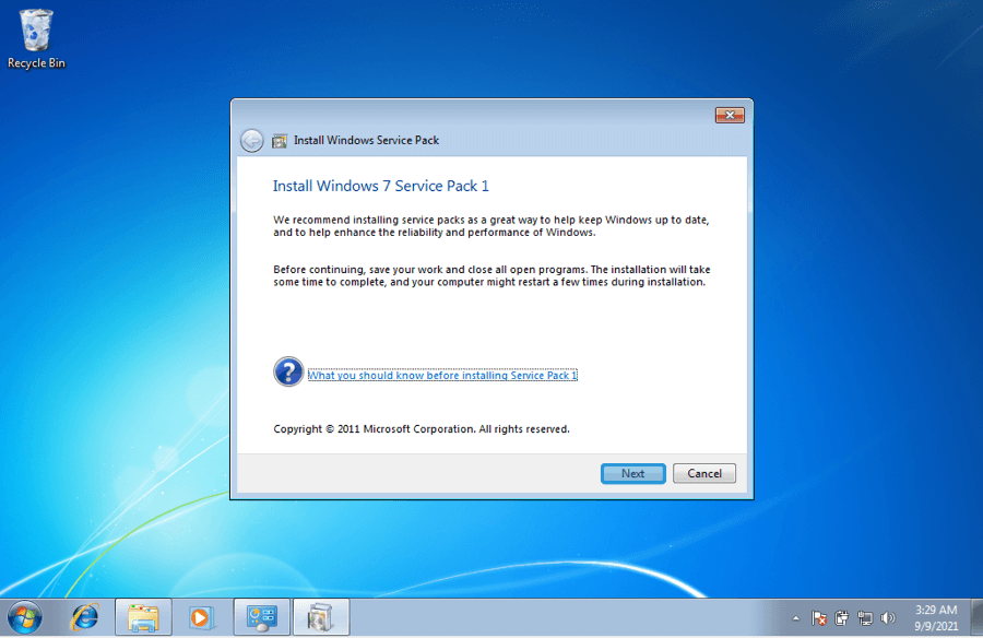 Mulai Install Service Pack Windows 7