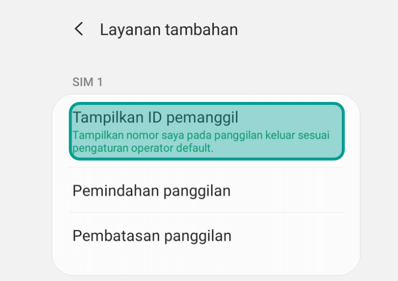 Menu Tampilan ID Pemanggil