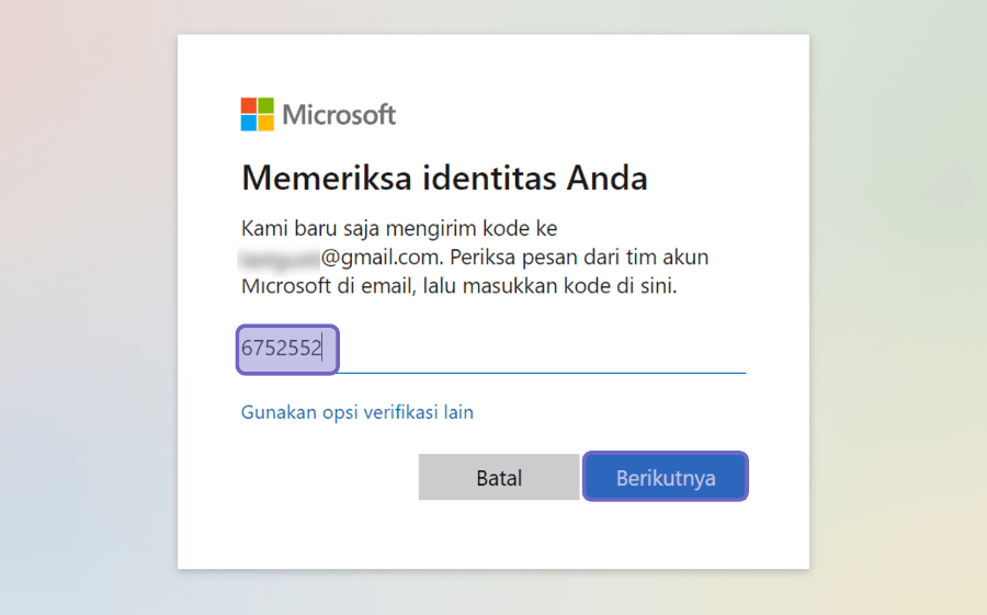 Taruh Kode di Pemulihan Akun