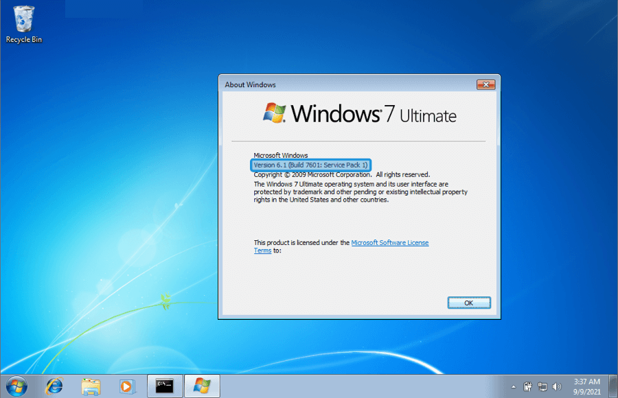 Periksa SP1 Windows 7