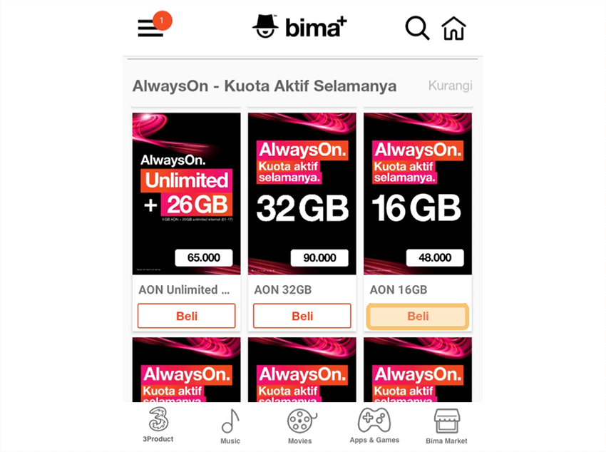 Pilih Paket Kuota Streaming Tri