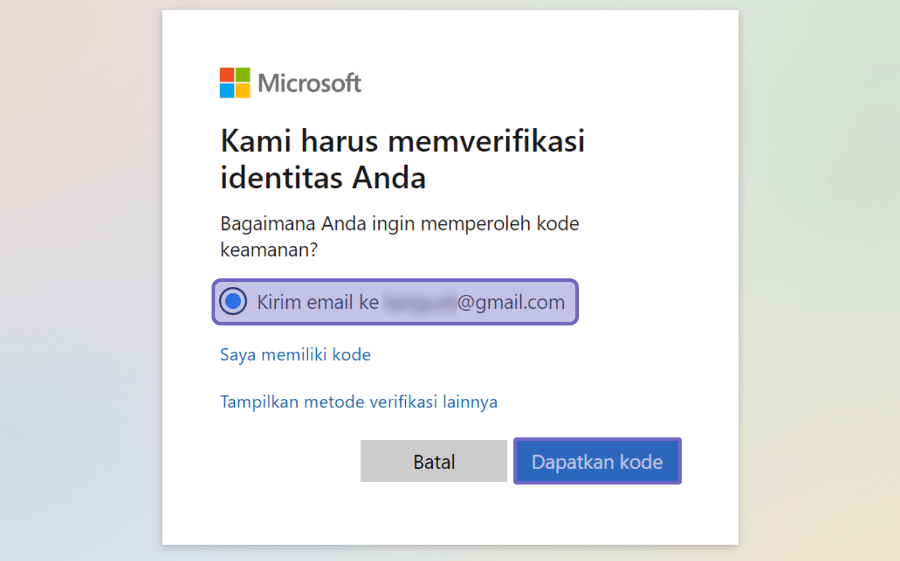 Opsi Kirim ke Email