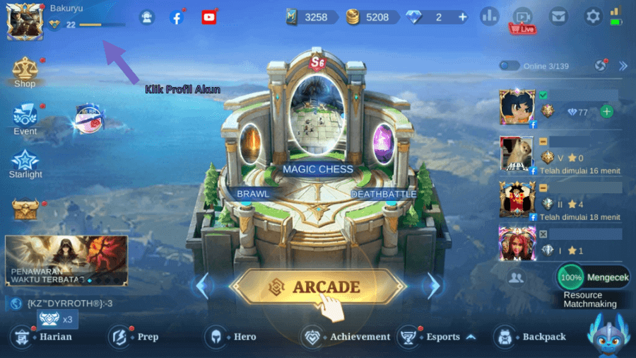 Menu Profil Mobile Legends