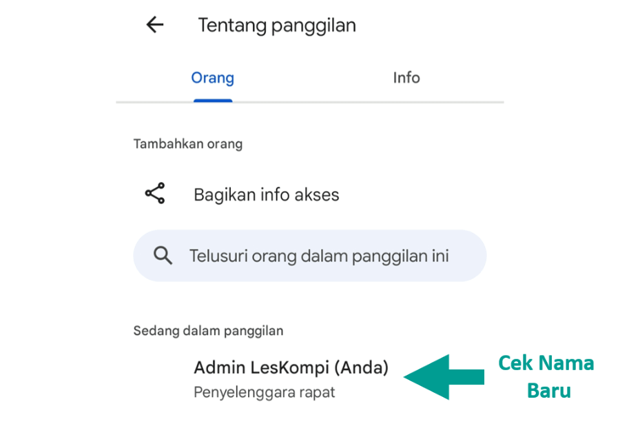 Contoh Selesai Ganti Nama Google Meet HP