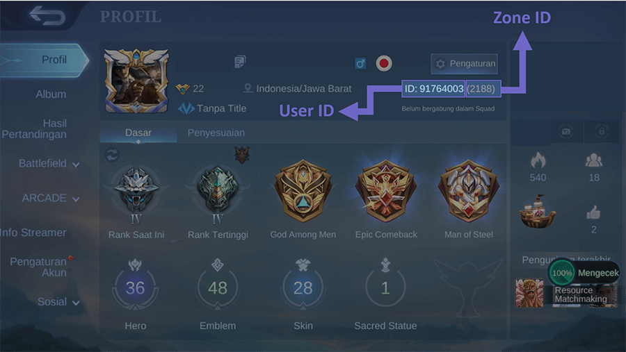 Contoh Zone ID Mobile Legends