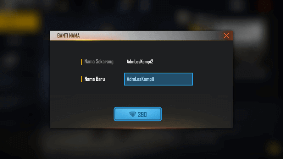 Contoh Ganti Nickname Free Fire