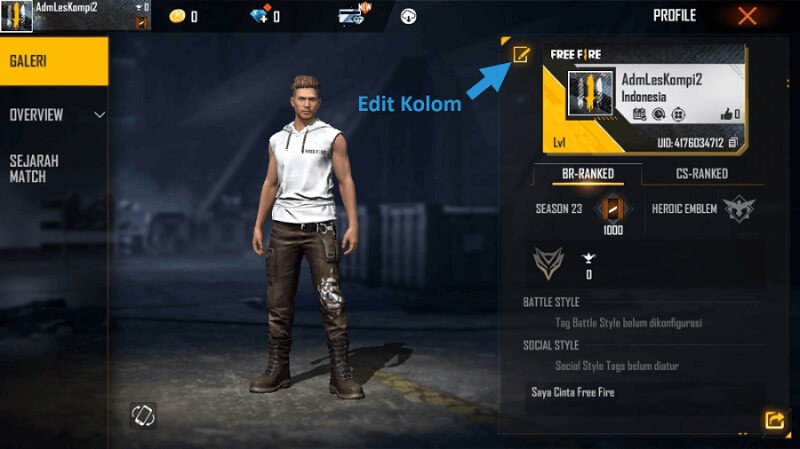Icon Edit di Free Fire