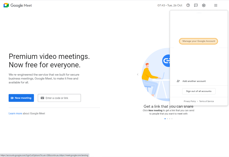 Opsi Manage Akun Google
