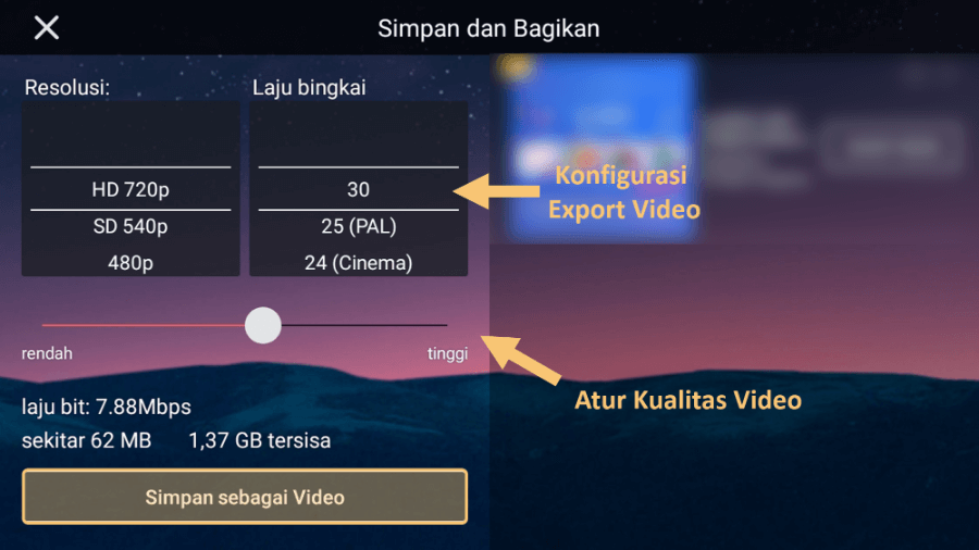 Mengatur Export Video Kinemasters