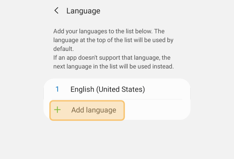 Opsi Add Language di HP