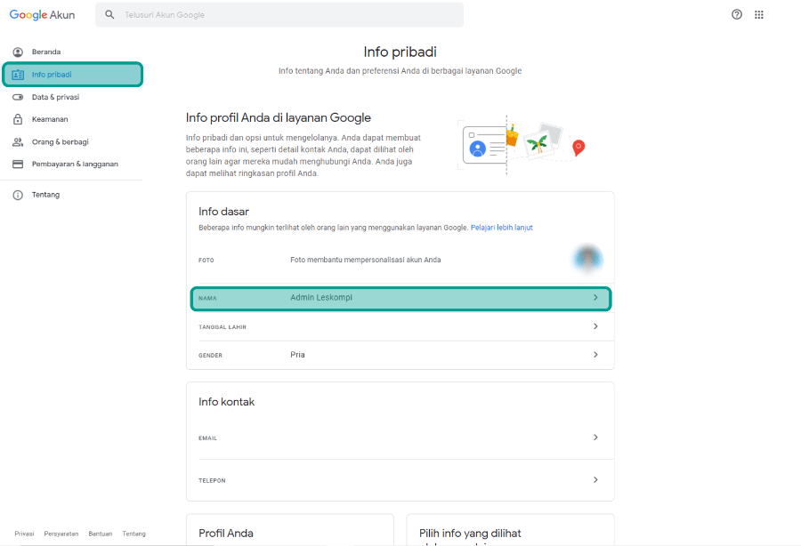 Opsi Kolom Nama Google Meet