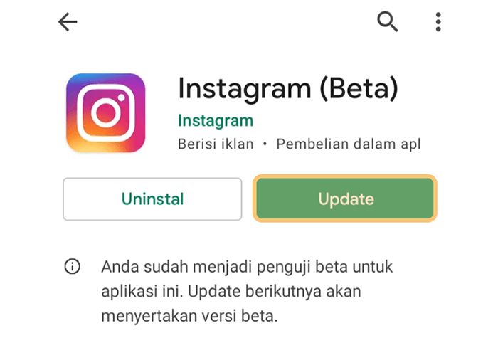 Update Dulu Aplikasi Instagram