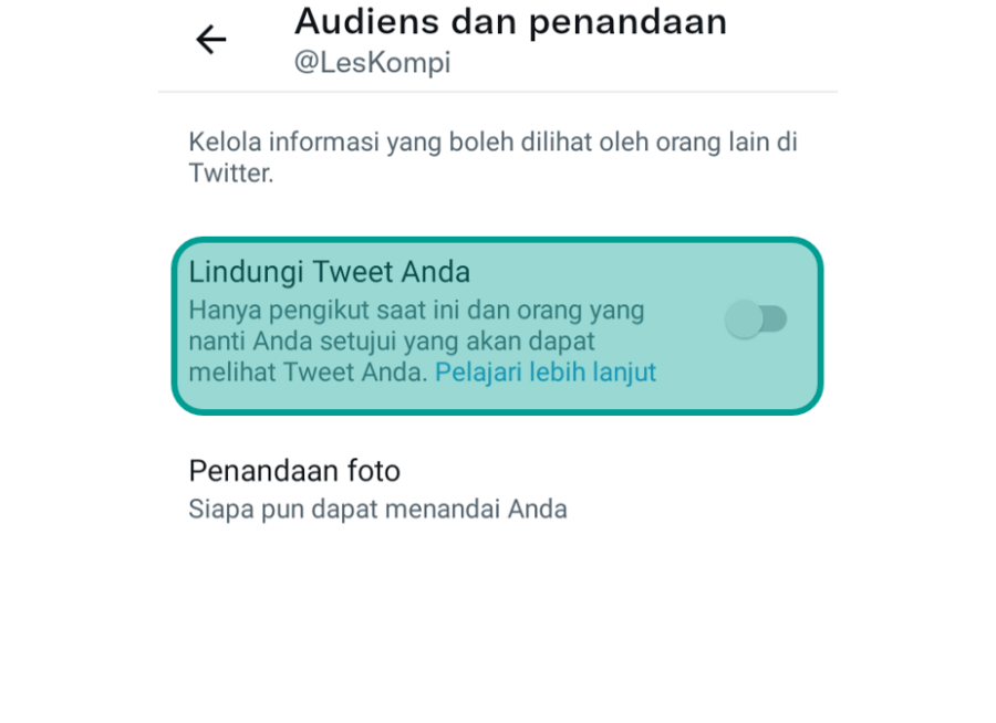 Mengaktifkan Kunci Akun Twitter