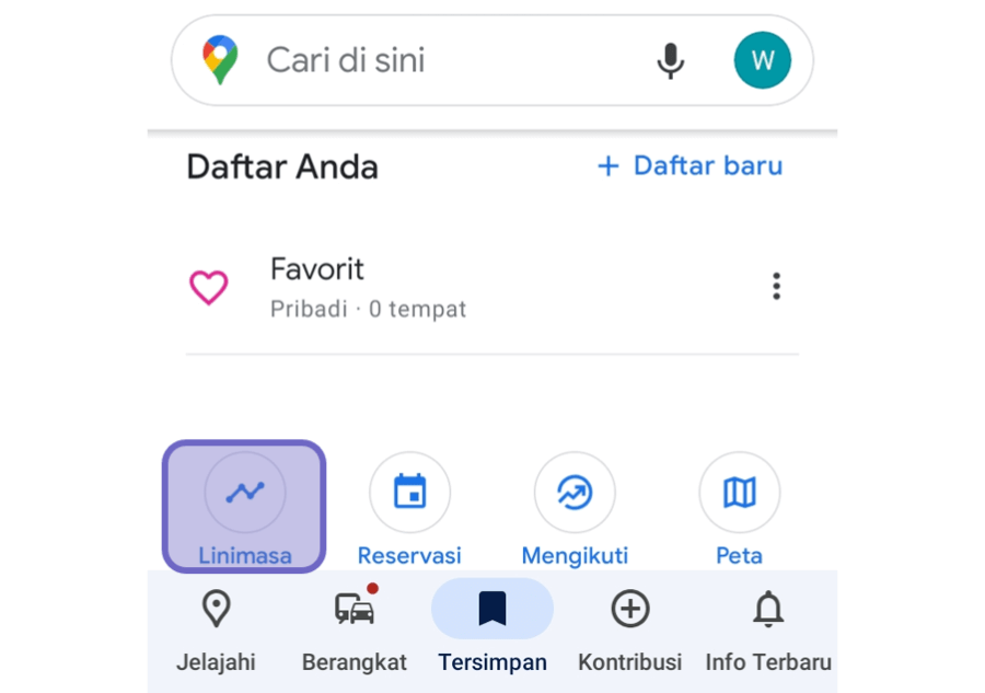 Menu Linimasa Google Maps