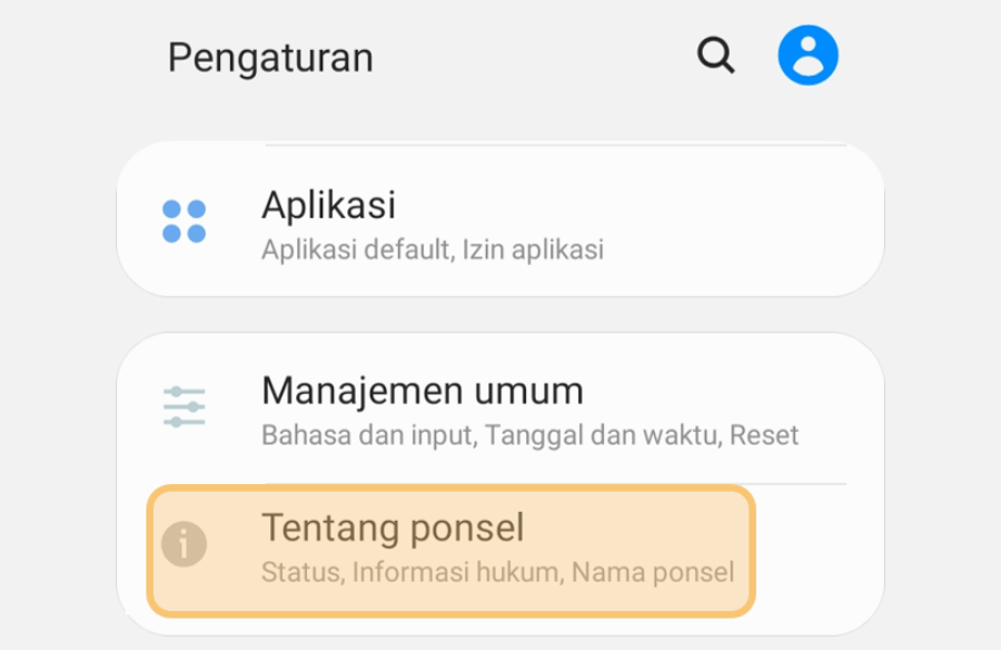 Buka Menu Tentang Ponsel Android