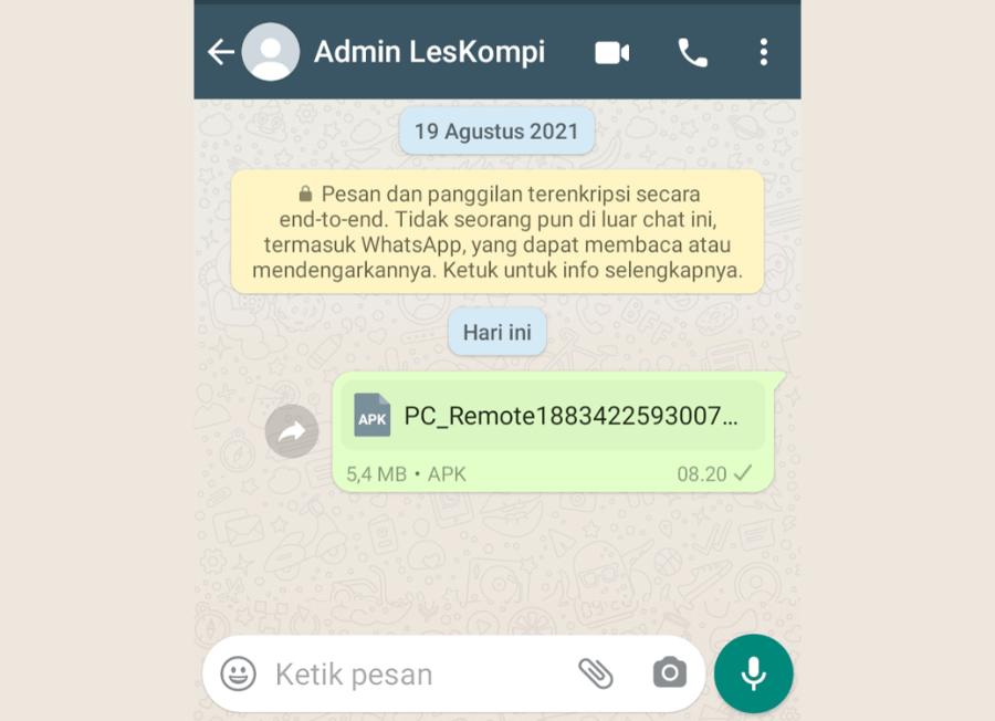 Contoh Kirim Apk Lewat Aplikasi Share