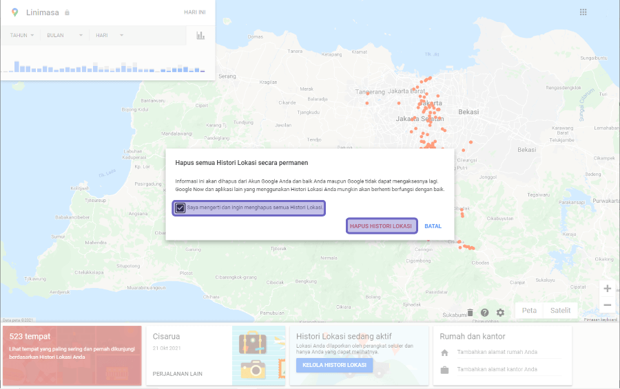 Opsi Hapus Histori Lokasi