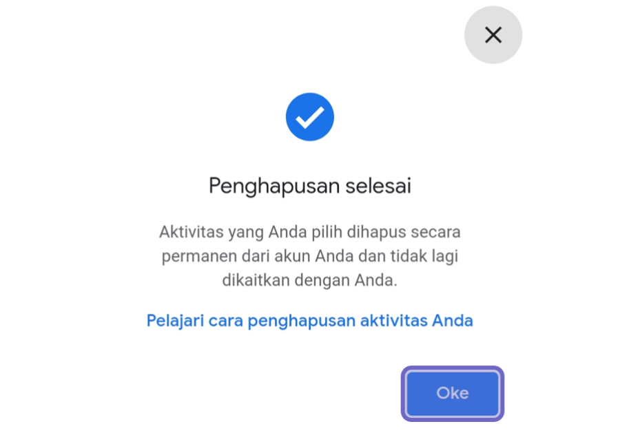Contoh History Pencarian Google Maps Berhasil Terhapus