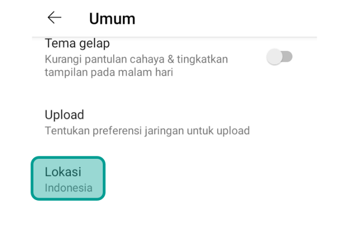 Menu Lokasi di Youtube