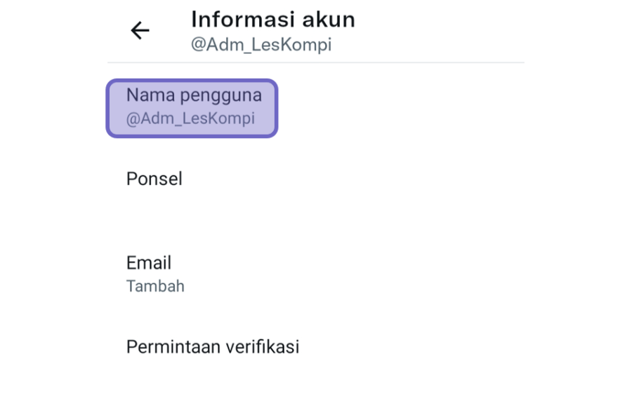 Opsi Nama Pengguna Twitter