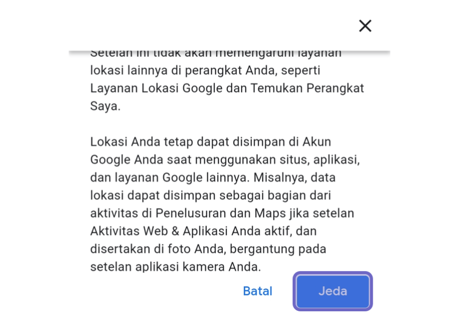 Tombol Jeda di Maps