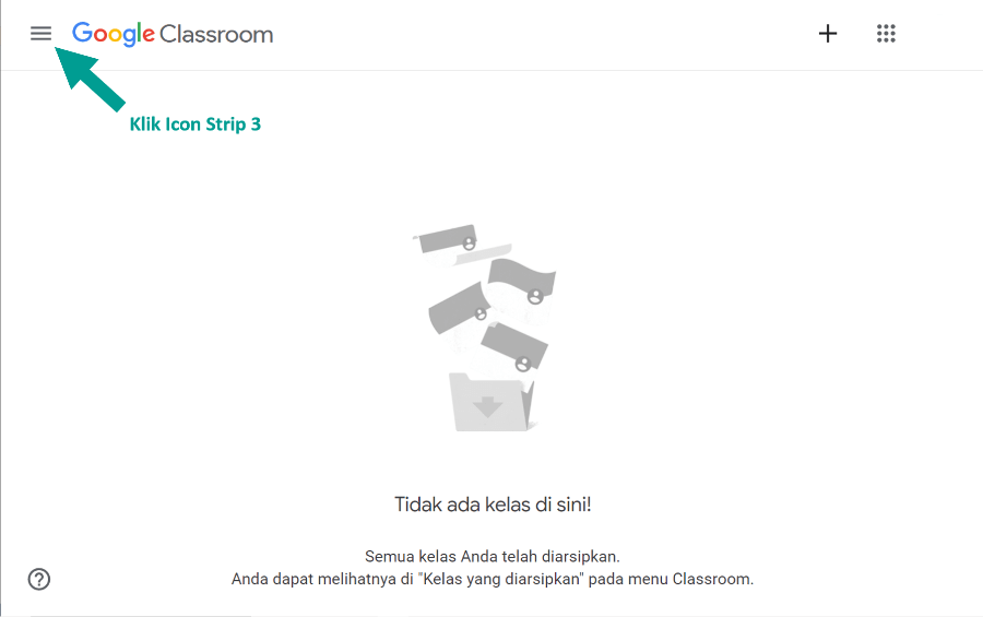 Klik Icon Garis Tiga di Classroom