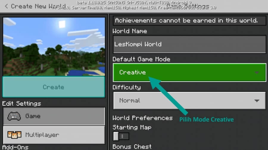 Mode Creative Minecraft