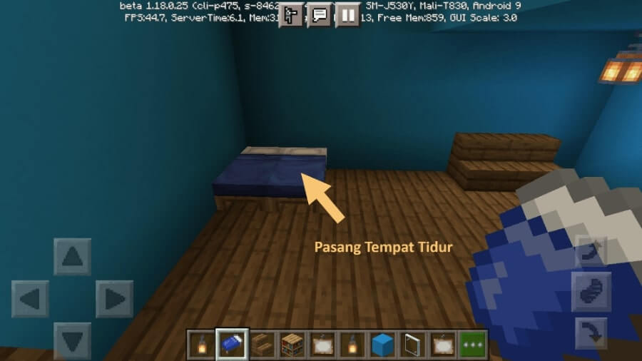 Memasang Tempat Tidur di Minecraft