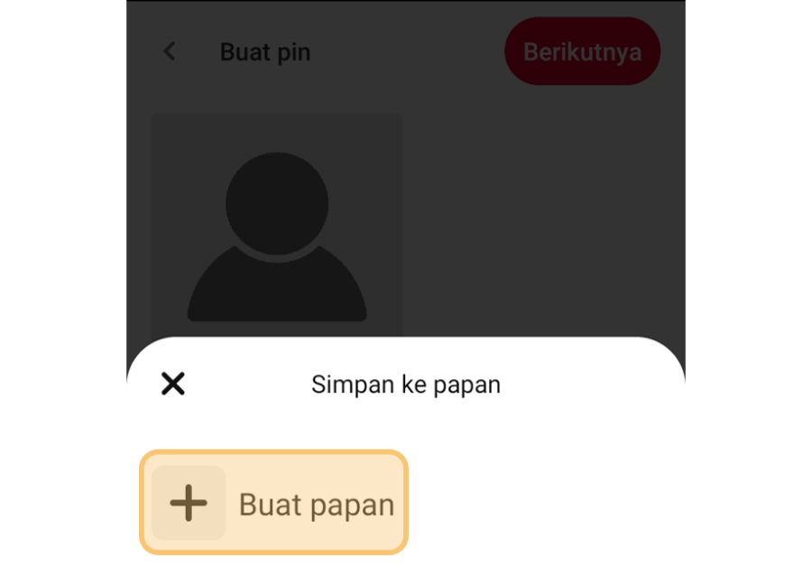 Pilih Buat Papan Baru di Pinterest