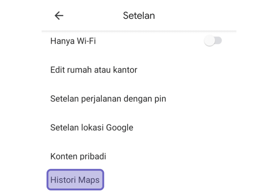 Opsi Histori Maps