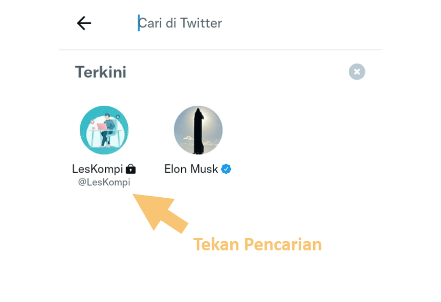 Pilih History Cari di Twitter