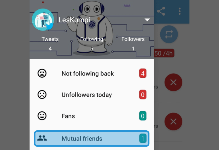 Pilih Opsi Mutual Friends