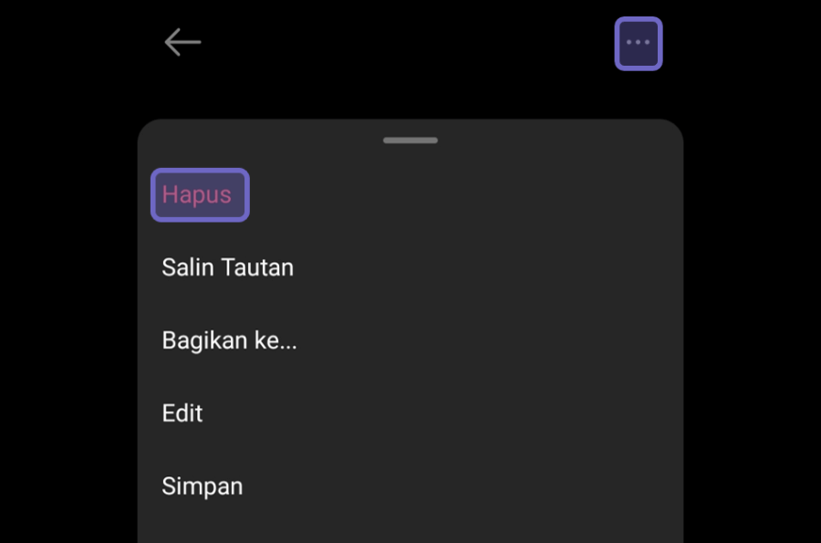 Opsi Hapus IGTV