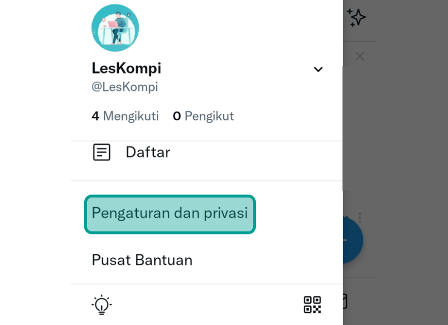 Menu Pengaturan dan Privasi Twitter