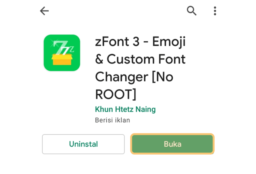 Pasang Aplikasi ZFont