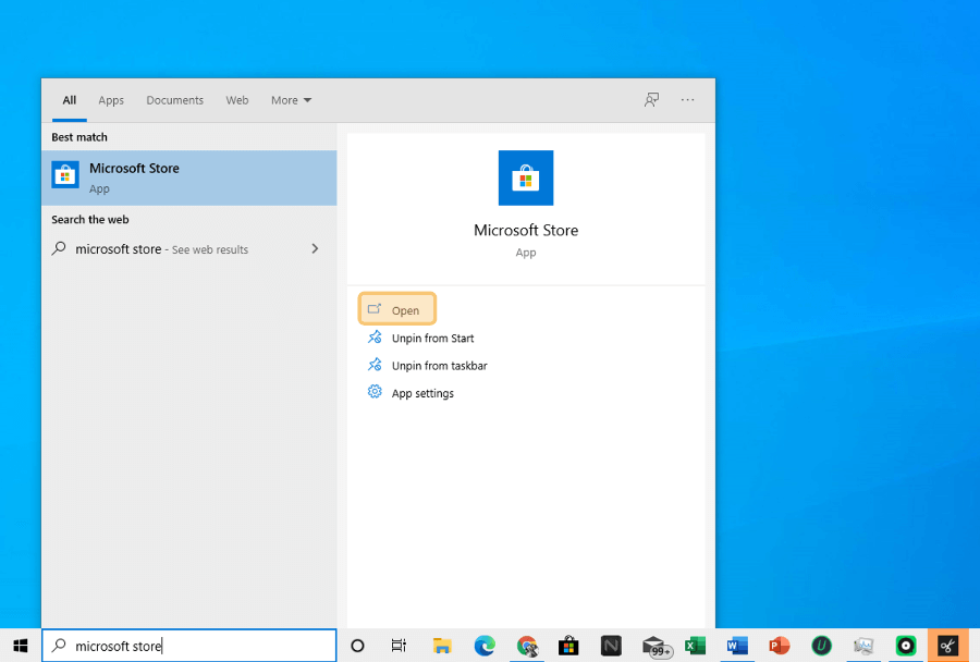 Membuka Microsoft Store di Windows