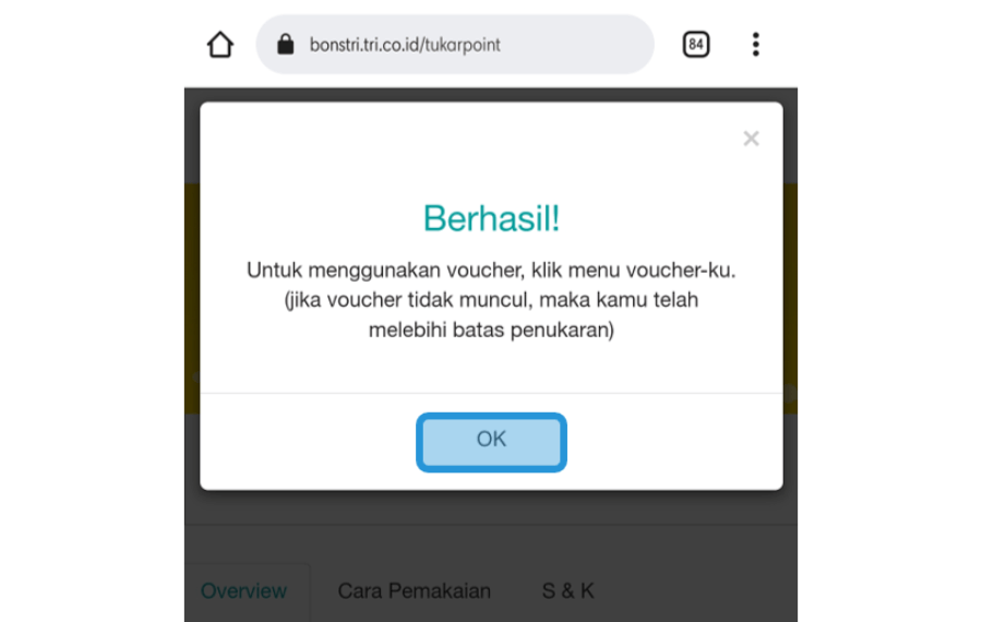 Contoh Selesai Menukar Poin di Situs Bonstri