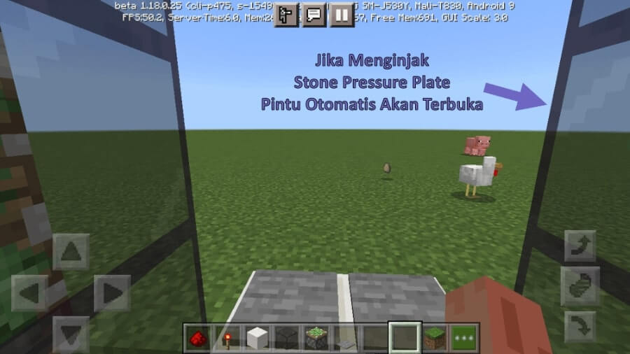 Contoh Pintu Otomatis Minecraft Terbuka
