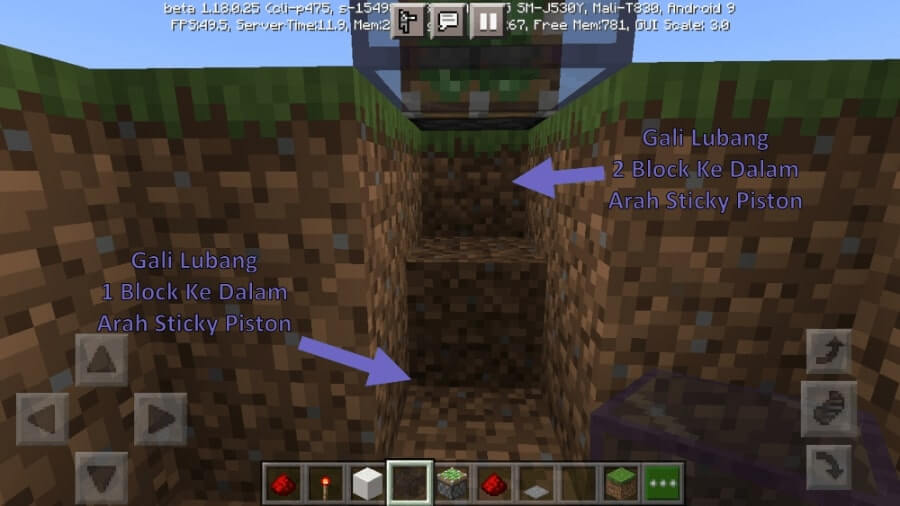 Gali Lubang Mengarah ke Pintu Otomatis di Minecraft