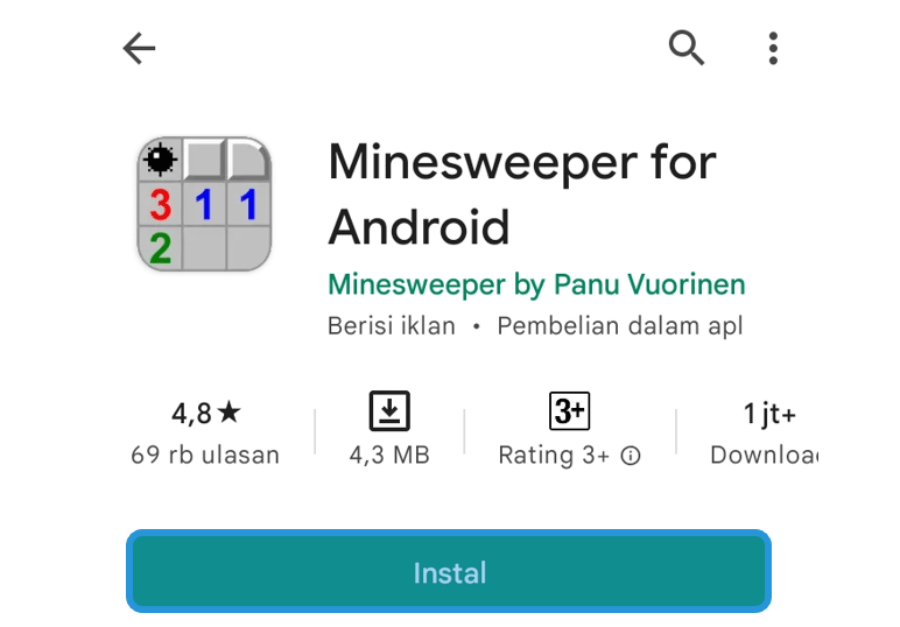 Install Minesweeper di Android